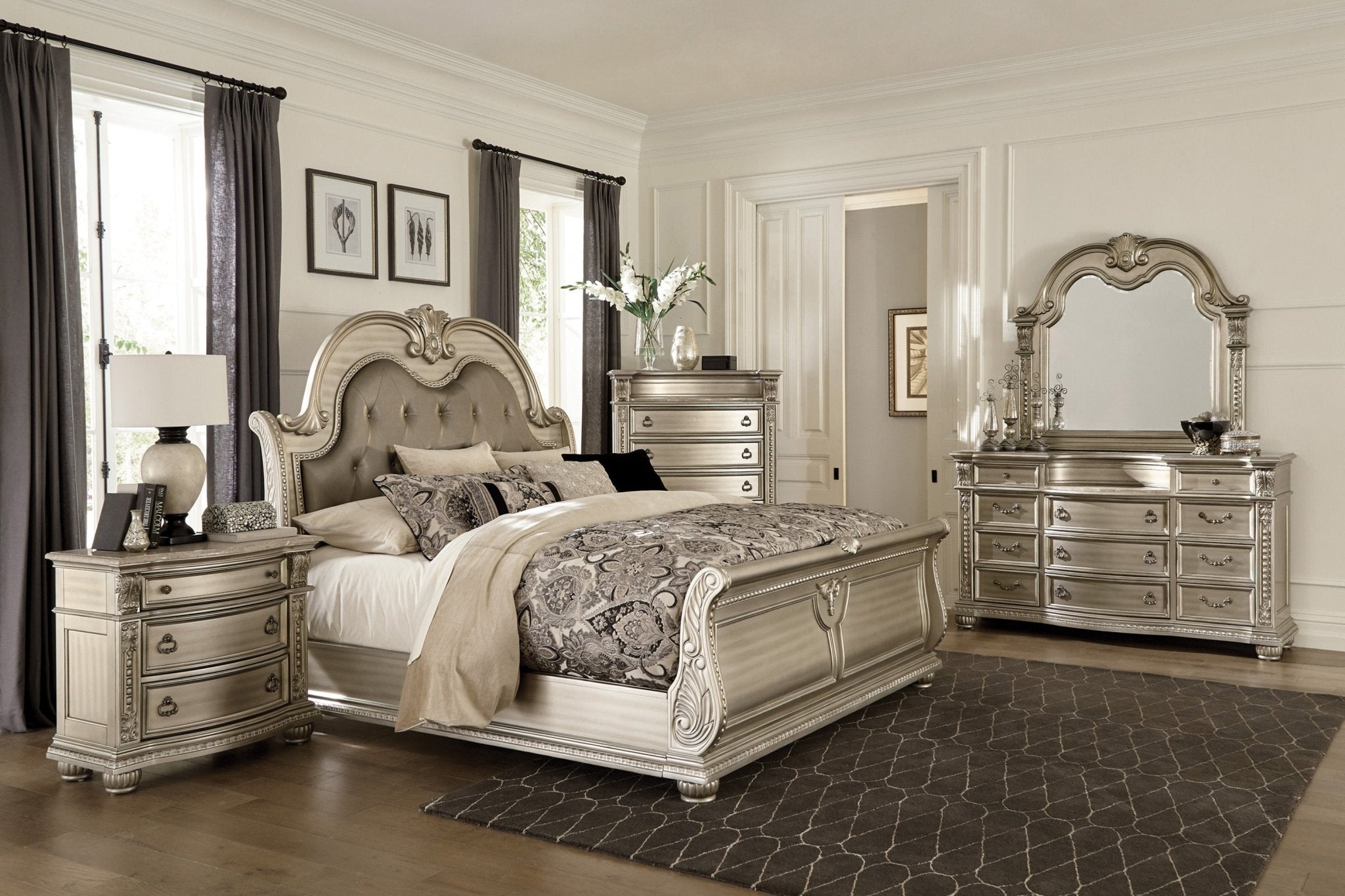 Cavalier 7pc King Bedroom Set - Rooms For Less Furniture Outlet