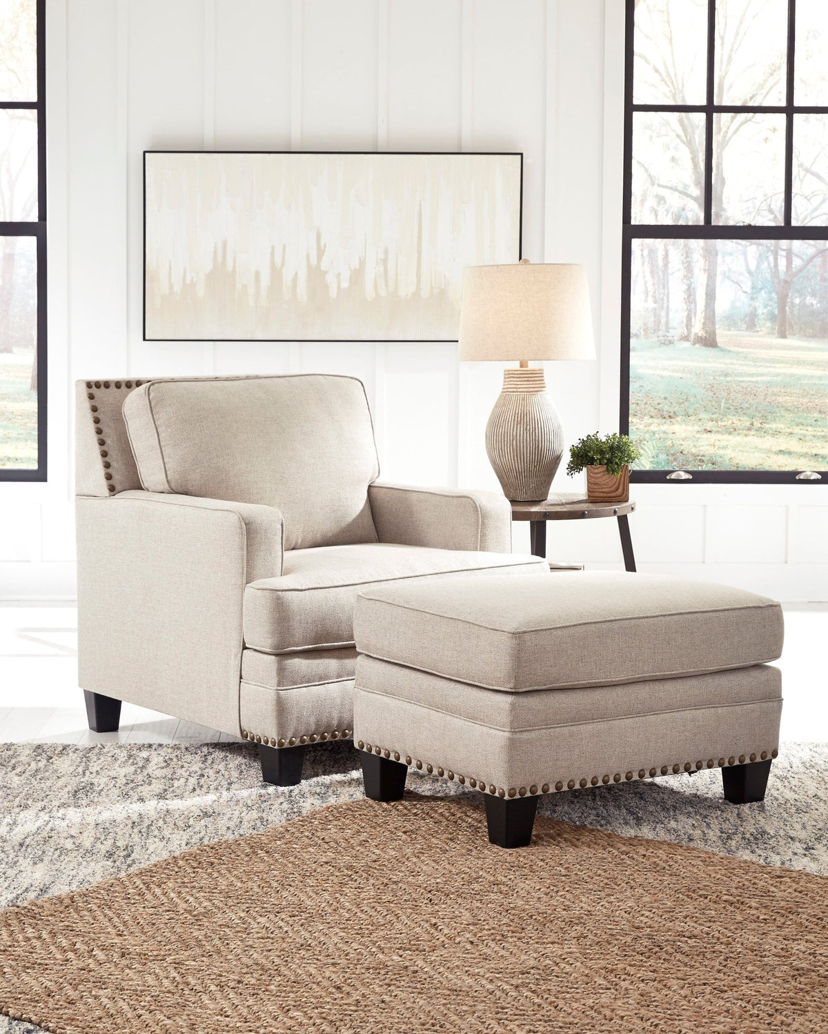 Chair & Ottoman with Nailhead Trim - Rooms For Less Furniture Outlet