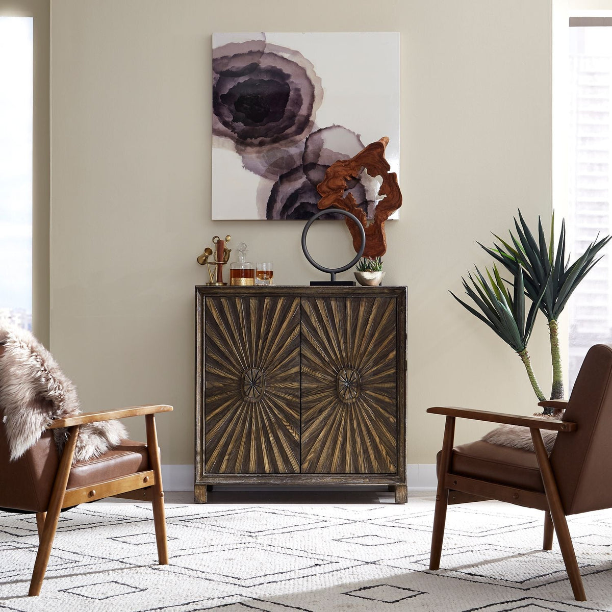 Chaucer 2 Door Wine Accent Cabinet - Rooms For Less Furniture Outlet