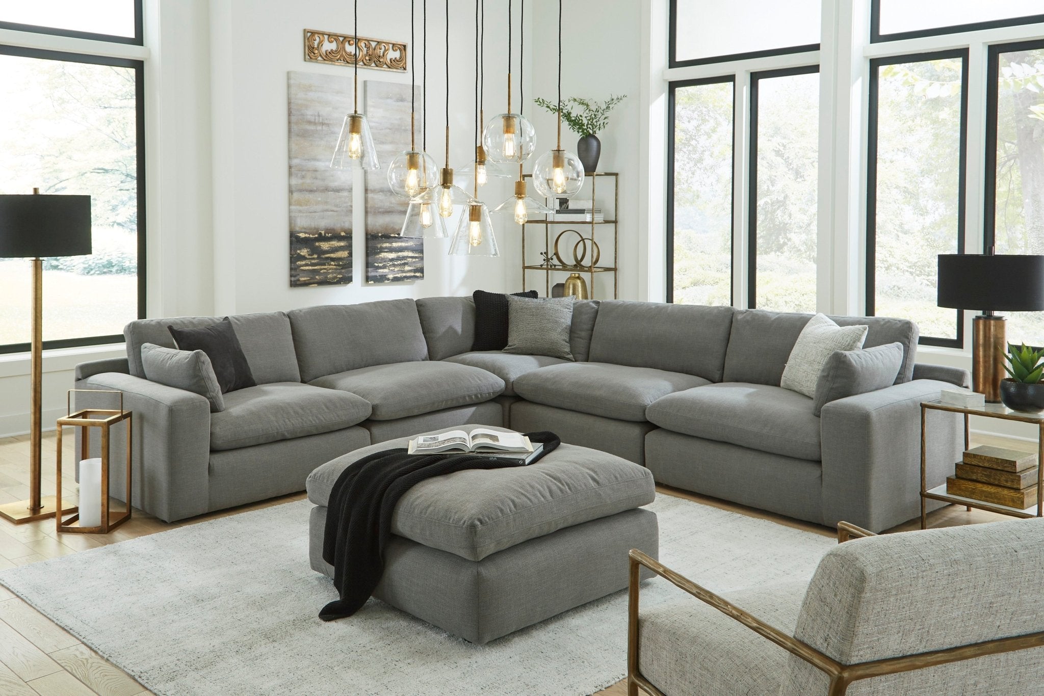 Cloud Grey 5pc Sectional - Rooms For Less Furniture Outlet