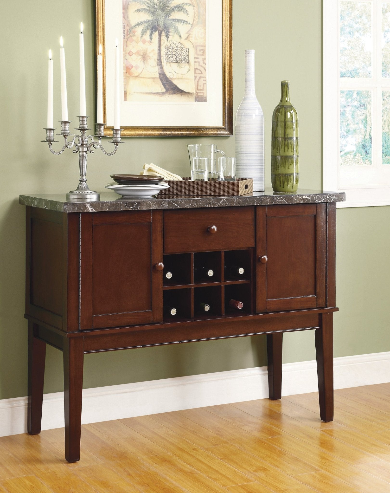 Decatur Server w/Marble Top - Rooms For Less Furniture Outlet