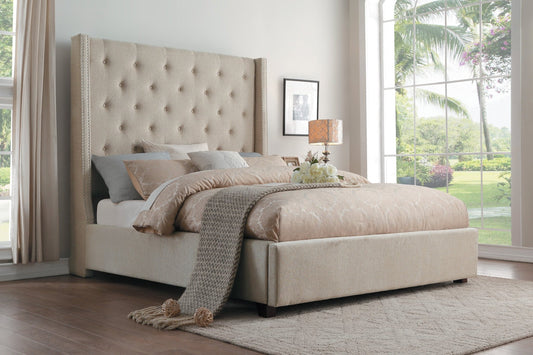 Fairborn King Platform Bed - Beige - Rooms For Less Furniture Outlet