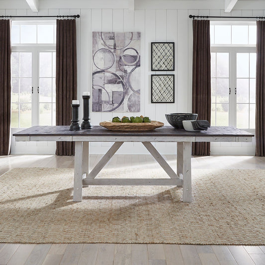 Farmhouse 102" Trestle Table w/2 Leaves - Rooms For Less Furniture Outlet