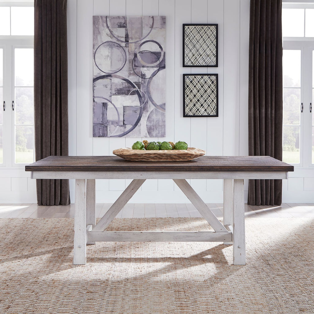 Farmhouse Fixed Top Trestle Table - Rooms For Less Furniture Outlet