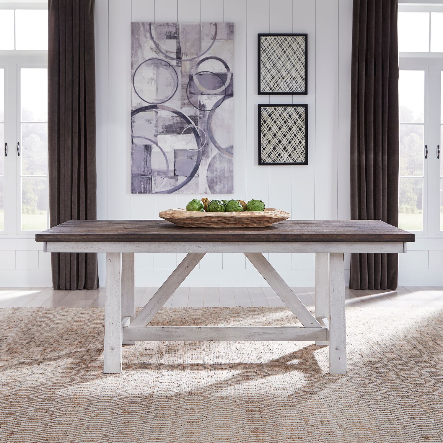 Farmhouse Fixed Top Trestle Table - Rooms For Less Furniture Outlet