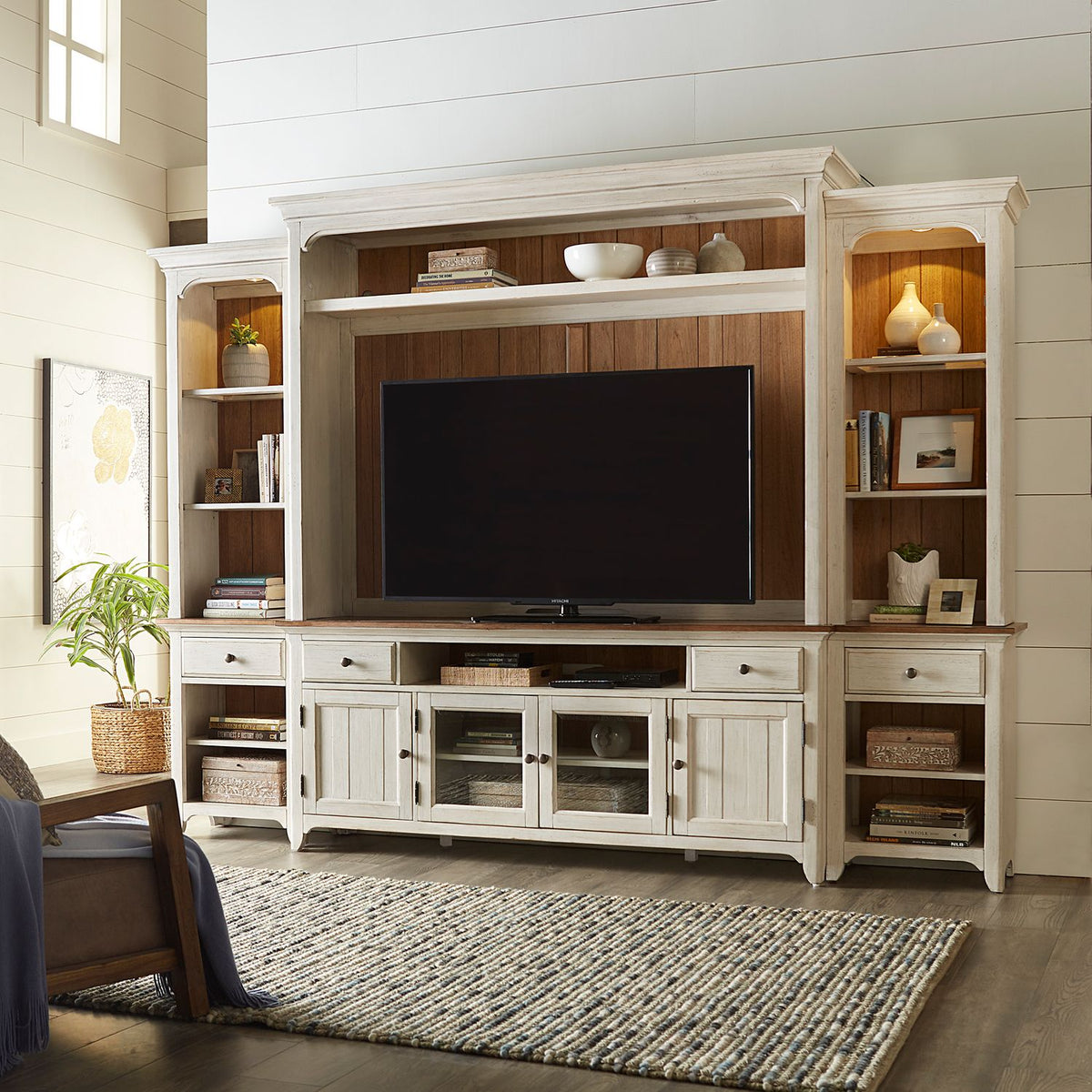 Farmhouse Reimagined Entertainment Center - Rooms For Less Furniture Outlet