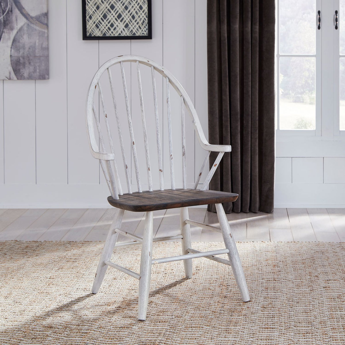 Farmhouse Windsor Back Arm Chair - Rooms For Less Furniture Outlet