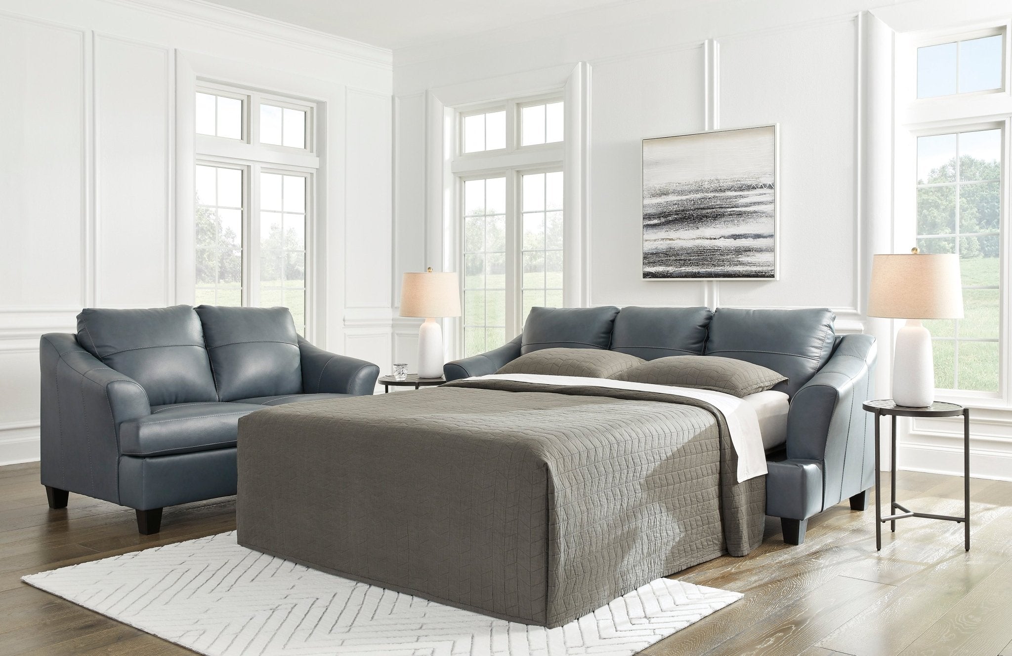Genoa Genuine Leather Queen Sofa Sleeper - Rooms For Less Furniture Outlet