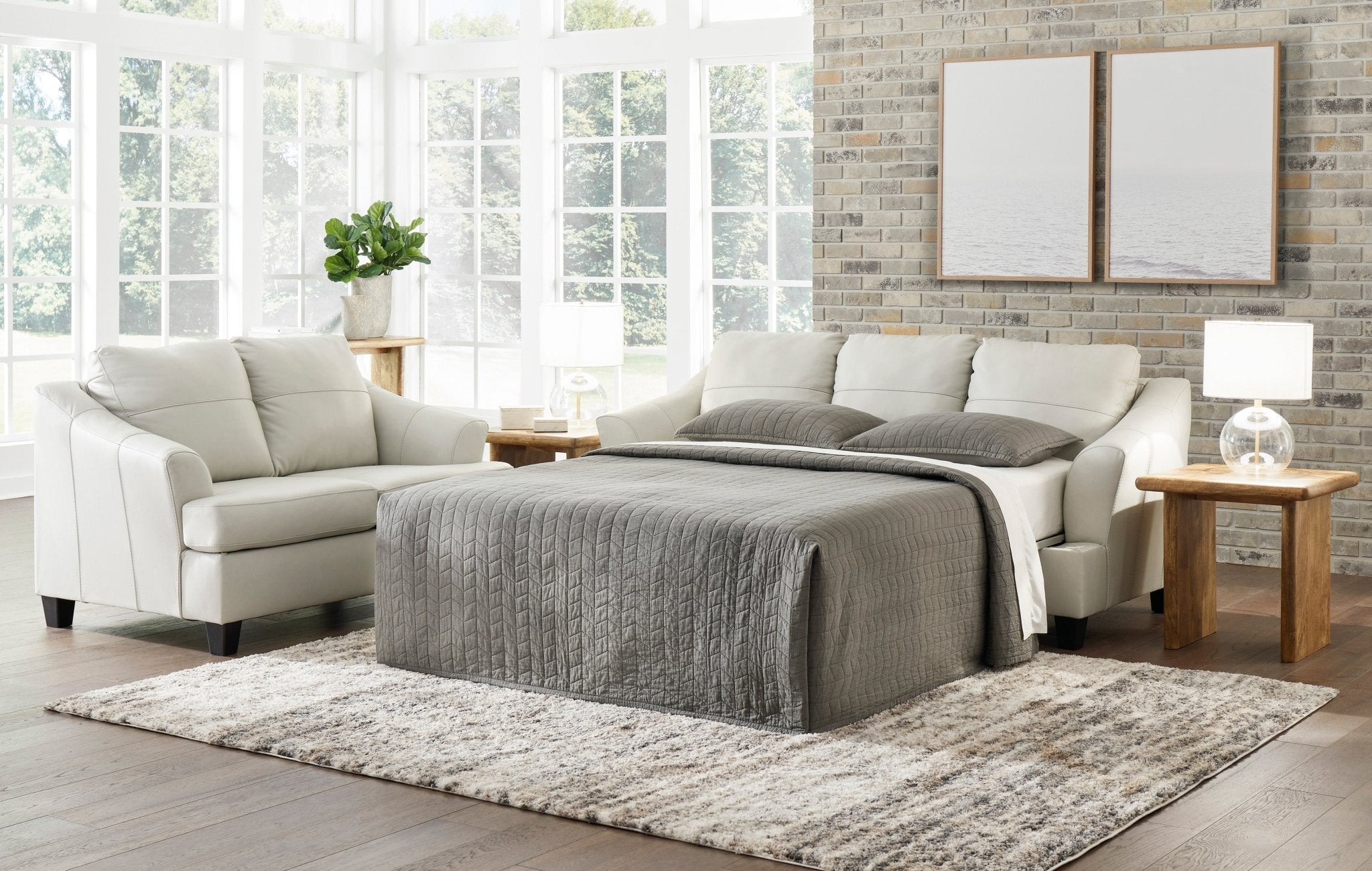 Genoa Genuine Leather Queen Sofa Sleeper - Rooms For Less Furniture Outlet