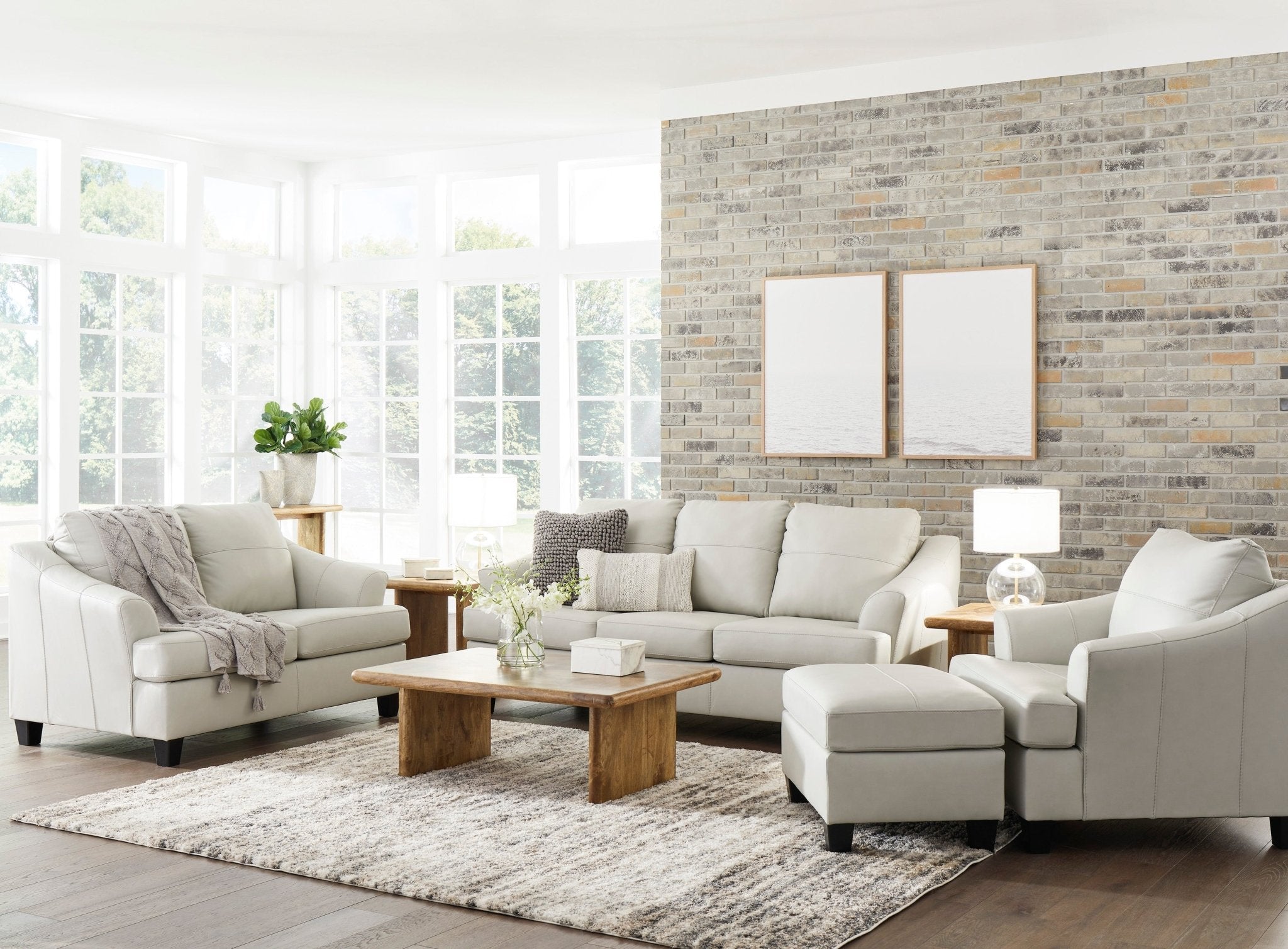 Genoa Oversized Genuine Leather Chair & Ottoman - Rooms For Less Furniture Outlet