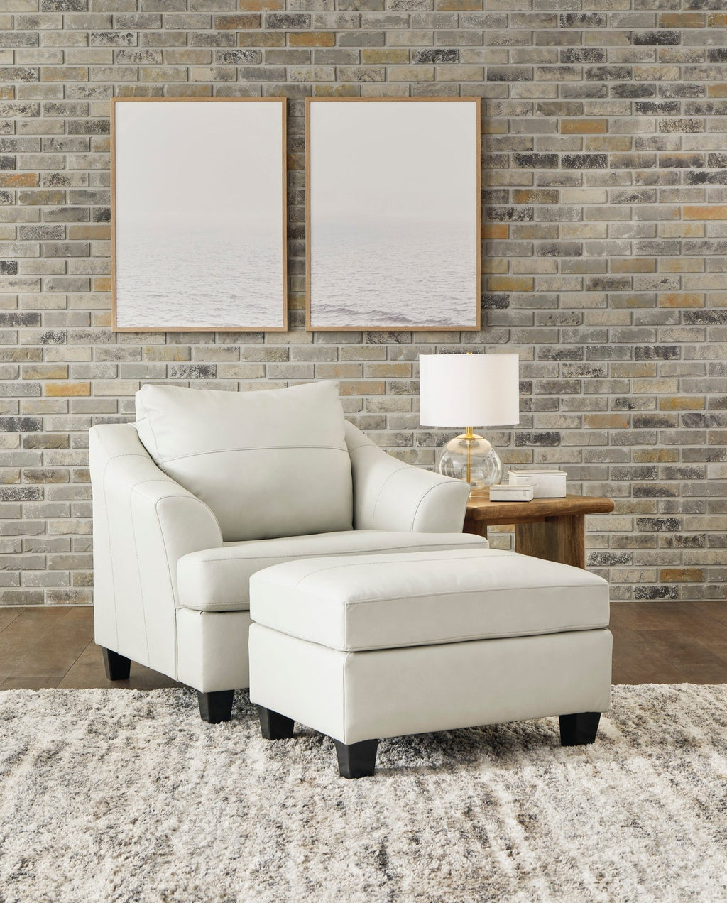 Genoa Oversized Genuine Leather Chair & Ottoman - Rooms For Less Furniture Outlet