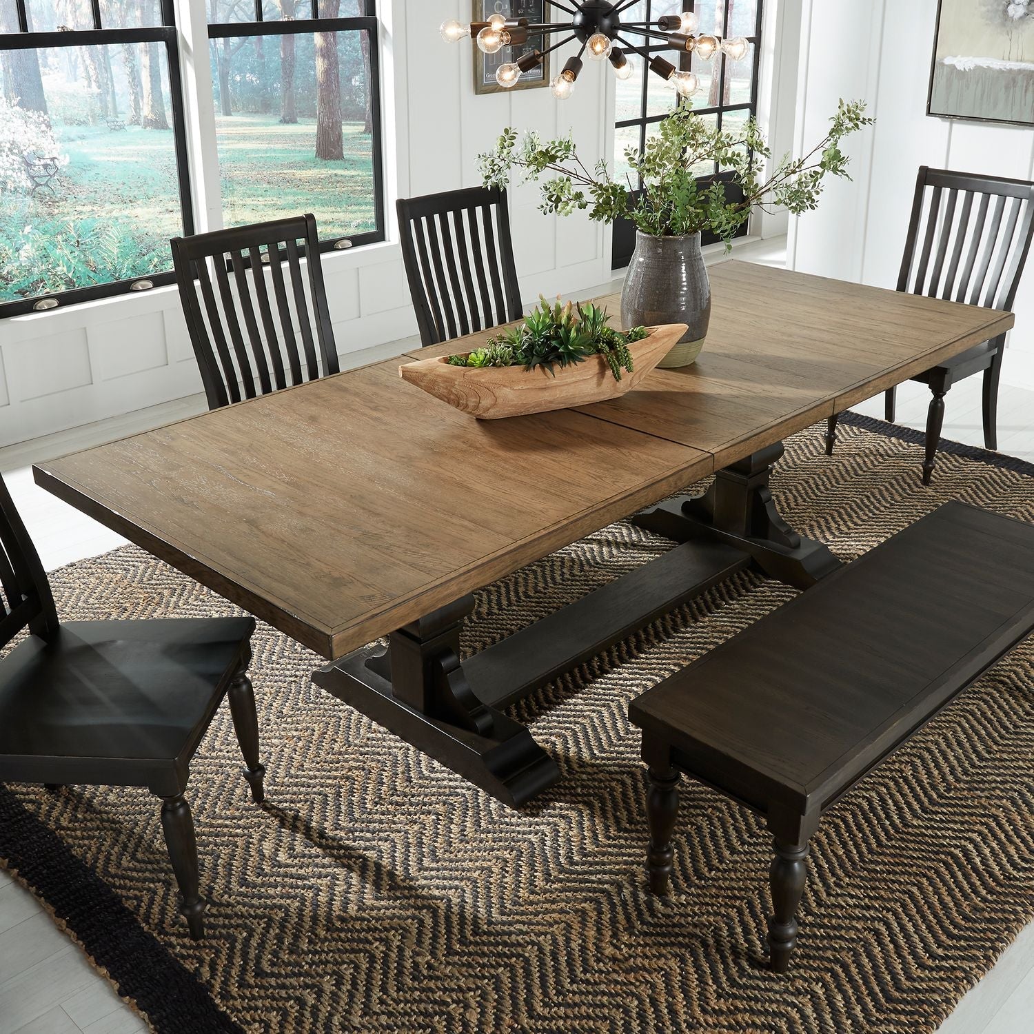 Harvest Home 104" Trestle Table w/20" Butterfly Leaf - Rooms For Less Furniture Outlet