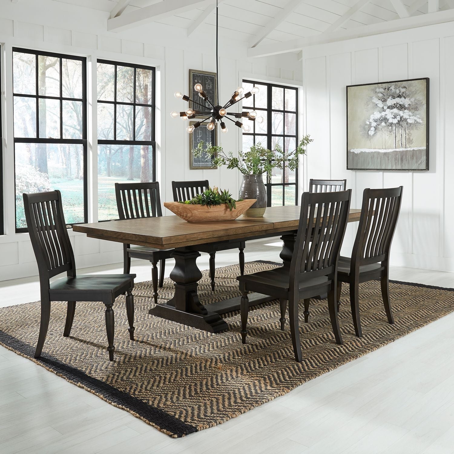Harvest Home 7pc Trestle Table Dining Set - Rooms For Less Furniture Outlet