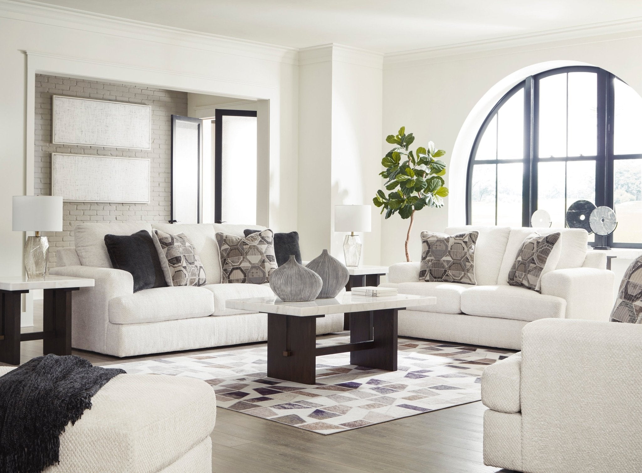 Karinne Linen Loveseat - Rooms For Less Furniture Outlet