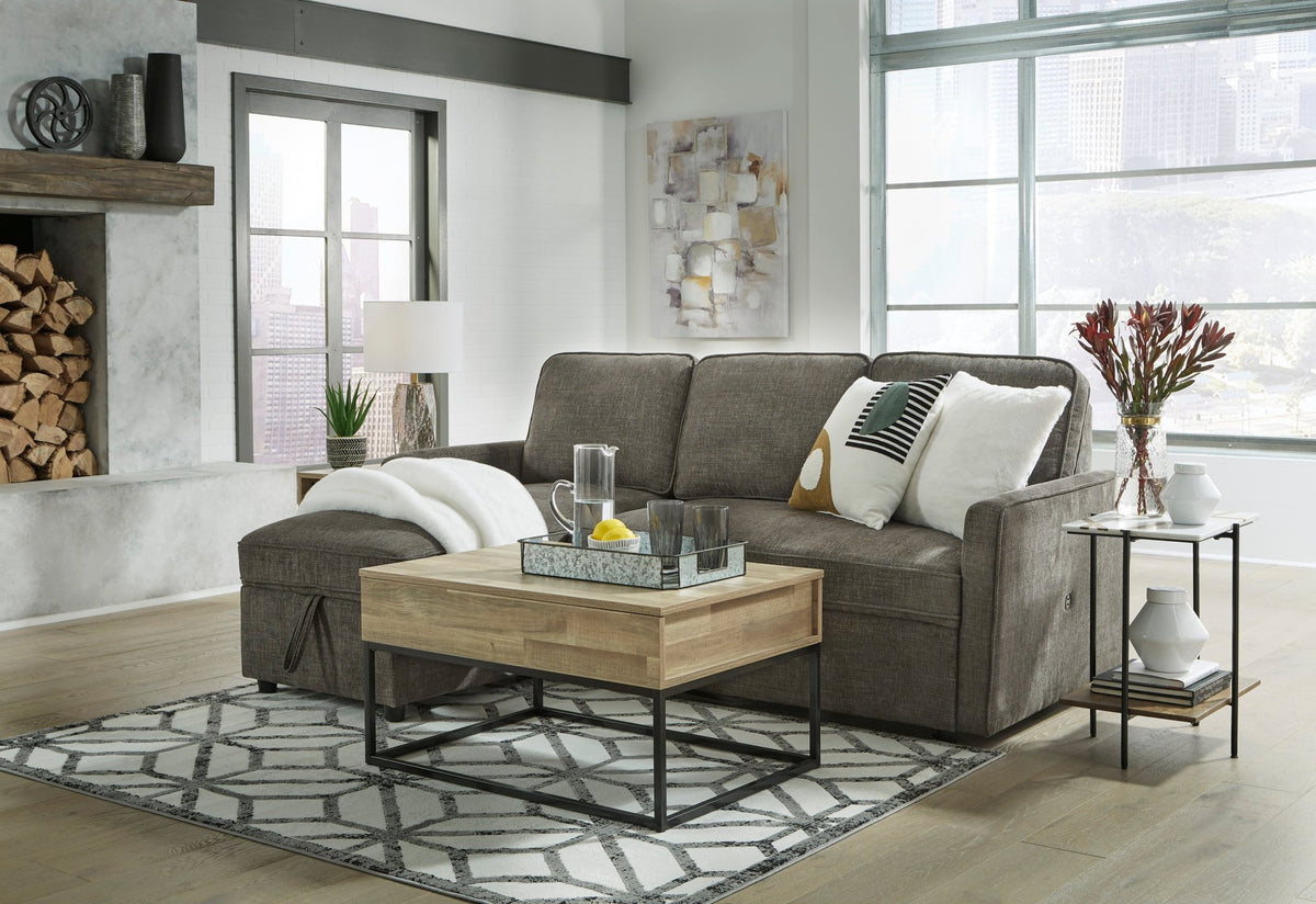 Kerle 2 - Piece Sectional with Pop Up Futon Bed - Rooms For Less Furniture Outlet