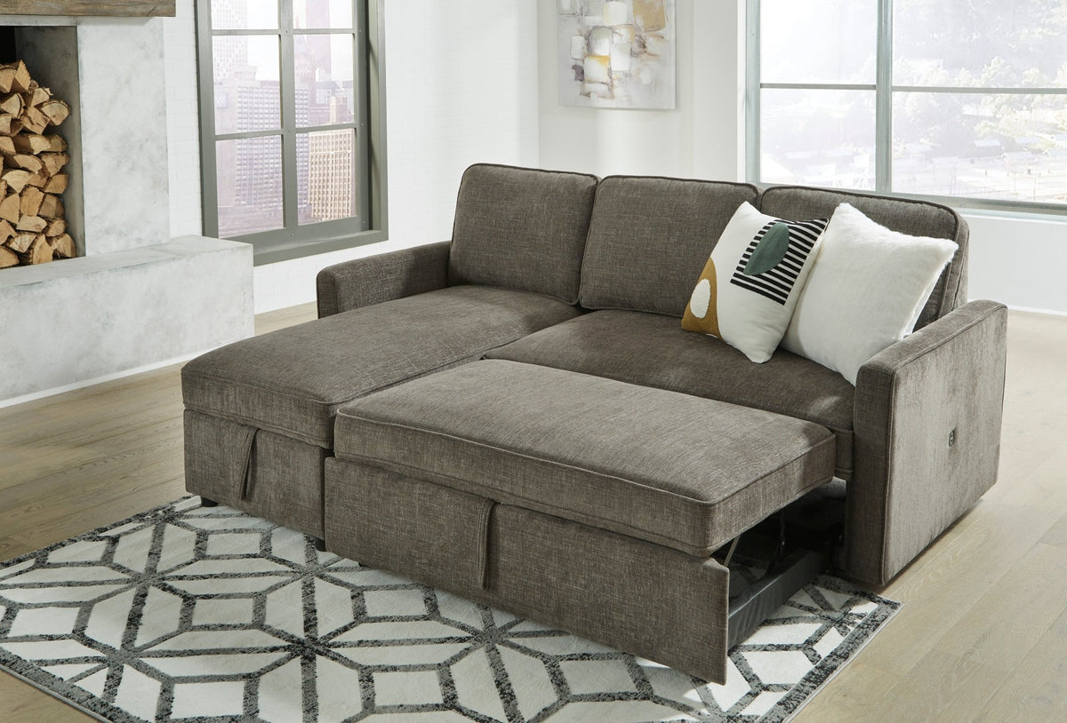 Kerle 2 - Piece Sectional with Pop Up Futon Bed - Rooms For Less Furniture Outlet