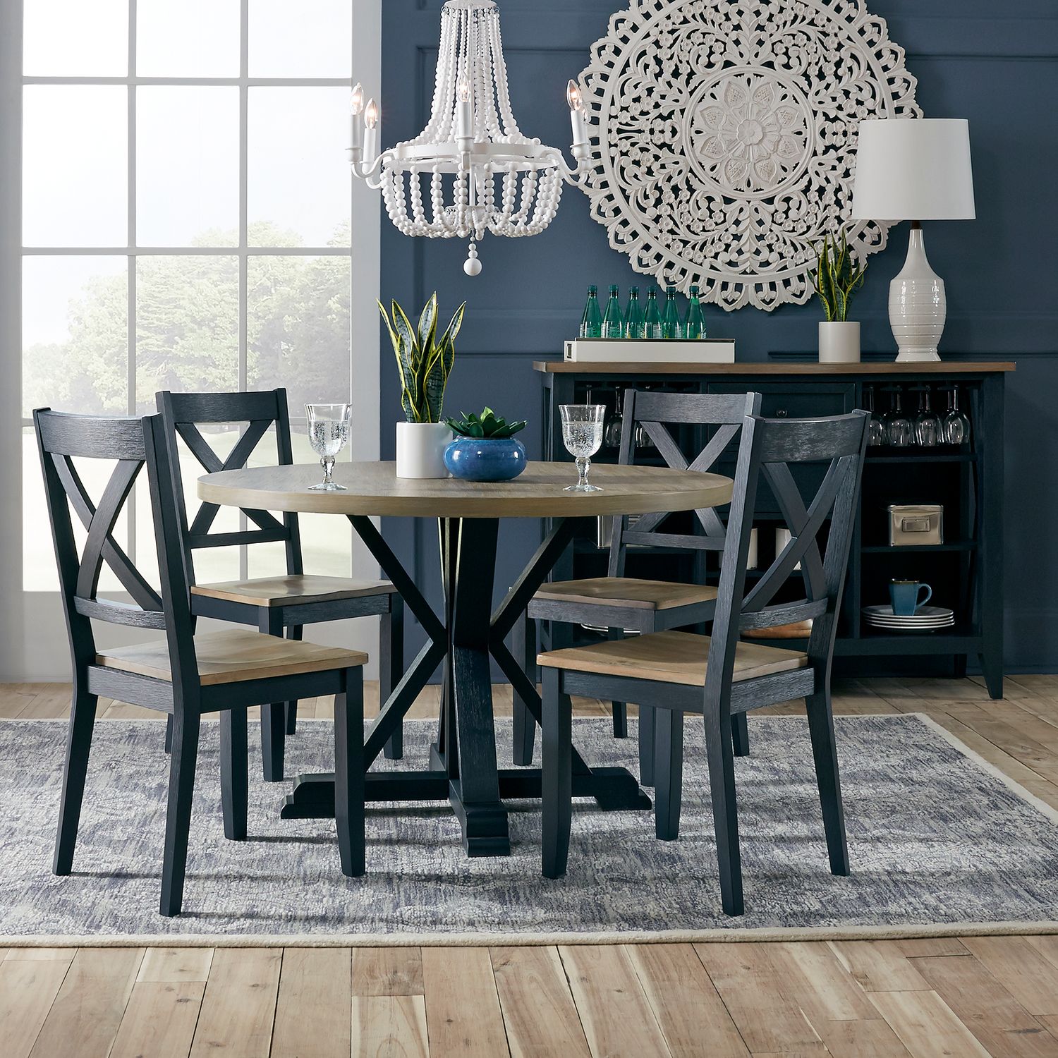 Lakeshore Pedestal Table - Navy - Rooms For Less Furniture Outlet