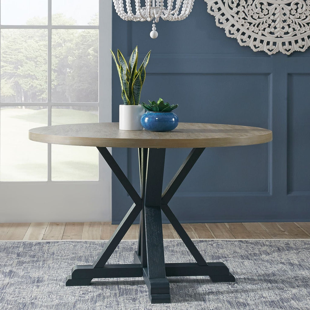 Lakeshore Pedestal Table - Navy - Rooms For Less Furniture Outlet