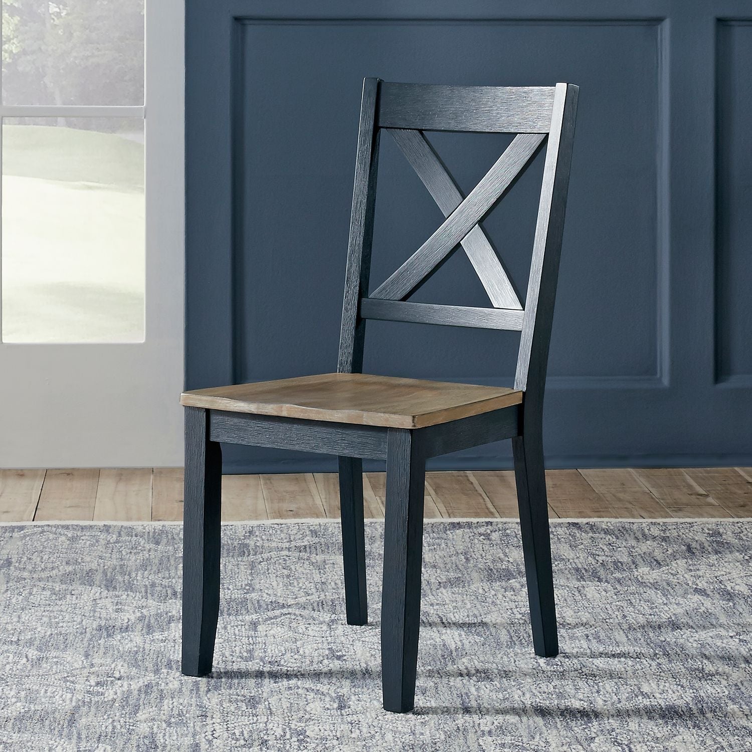 Lakeshore X Back Side Chair - Navy - Rooms For Less Furniture Outlet