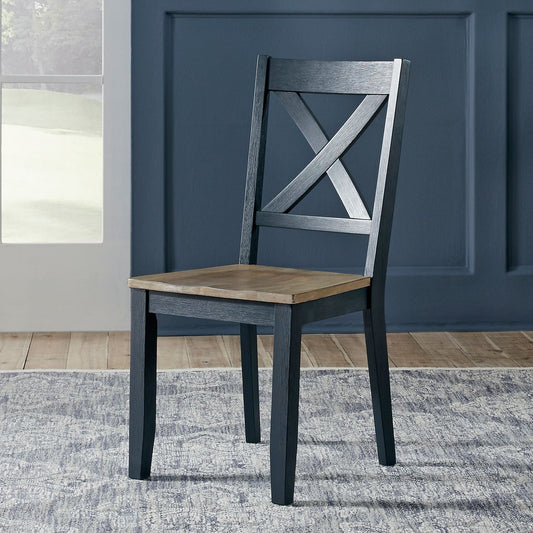 Lakeshore X Back Side Chair - Navy - Rooms For Less Furniture Outlet