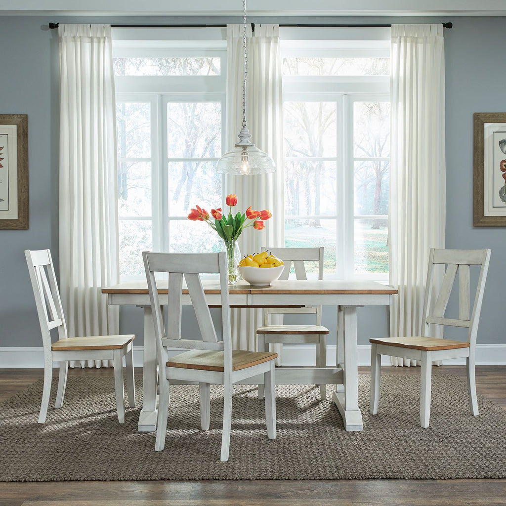 Lindsey Farm 5pc Trestle Table Set - Rooms For Less Furniture Outlet