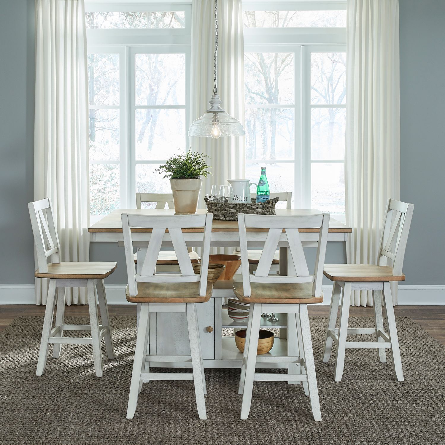 Lindsey Farm 7pc Gathering Table Set - Rooms For Less Furniture Outlet