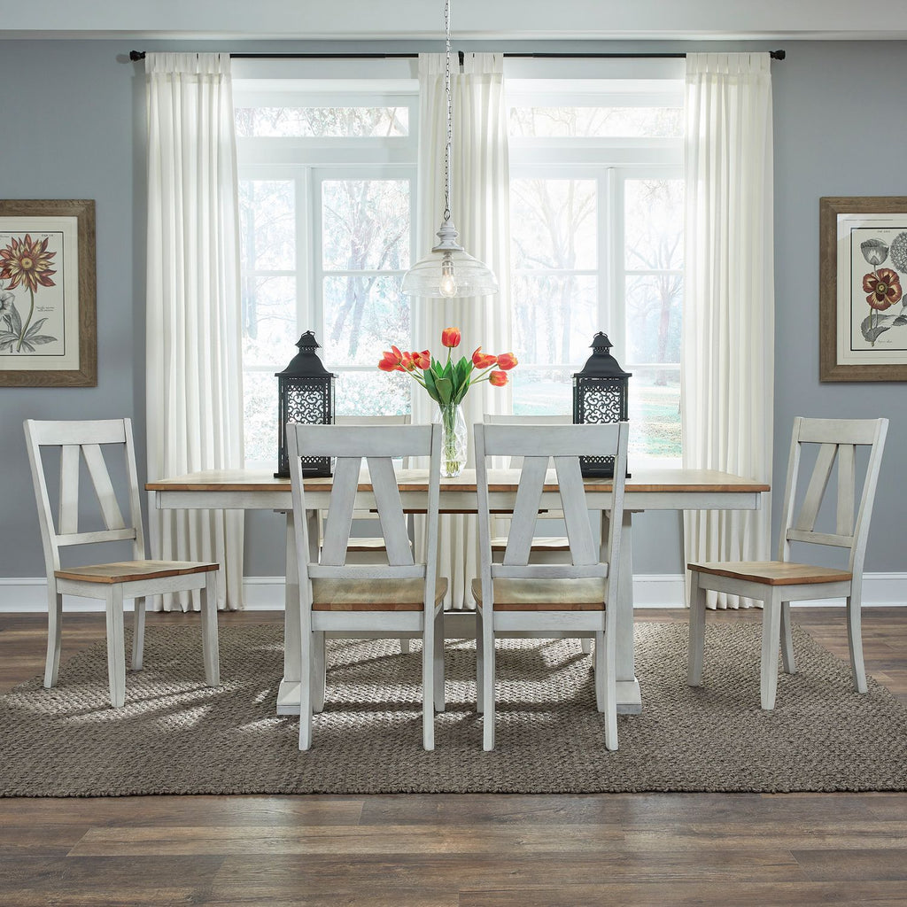 Lindsey Farm 7pc Trestle Table Set - Rooms For Less Furniture Outlet