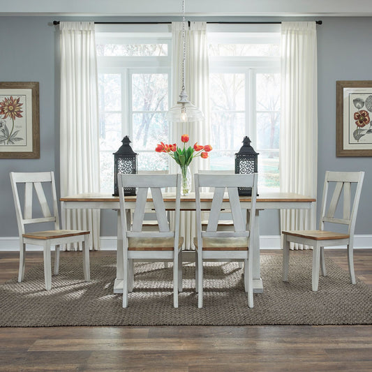Lindsey Farm 7pc Trestle Table Set - Rooms For Less Furniture Outlet