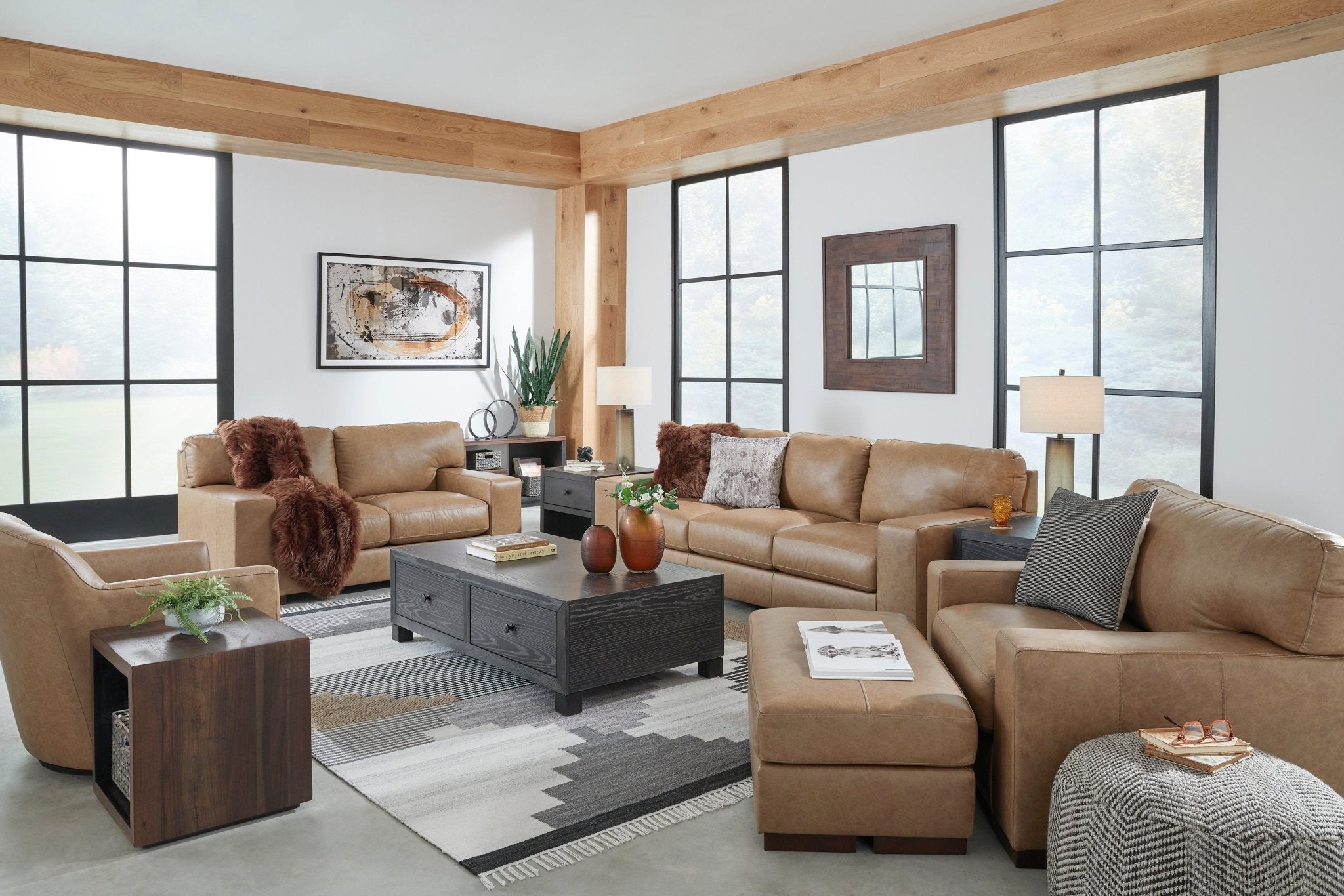 Lombardia Genuine Leather Loveseat - Rooms For Less Furniture Outlet