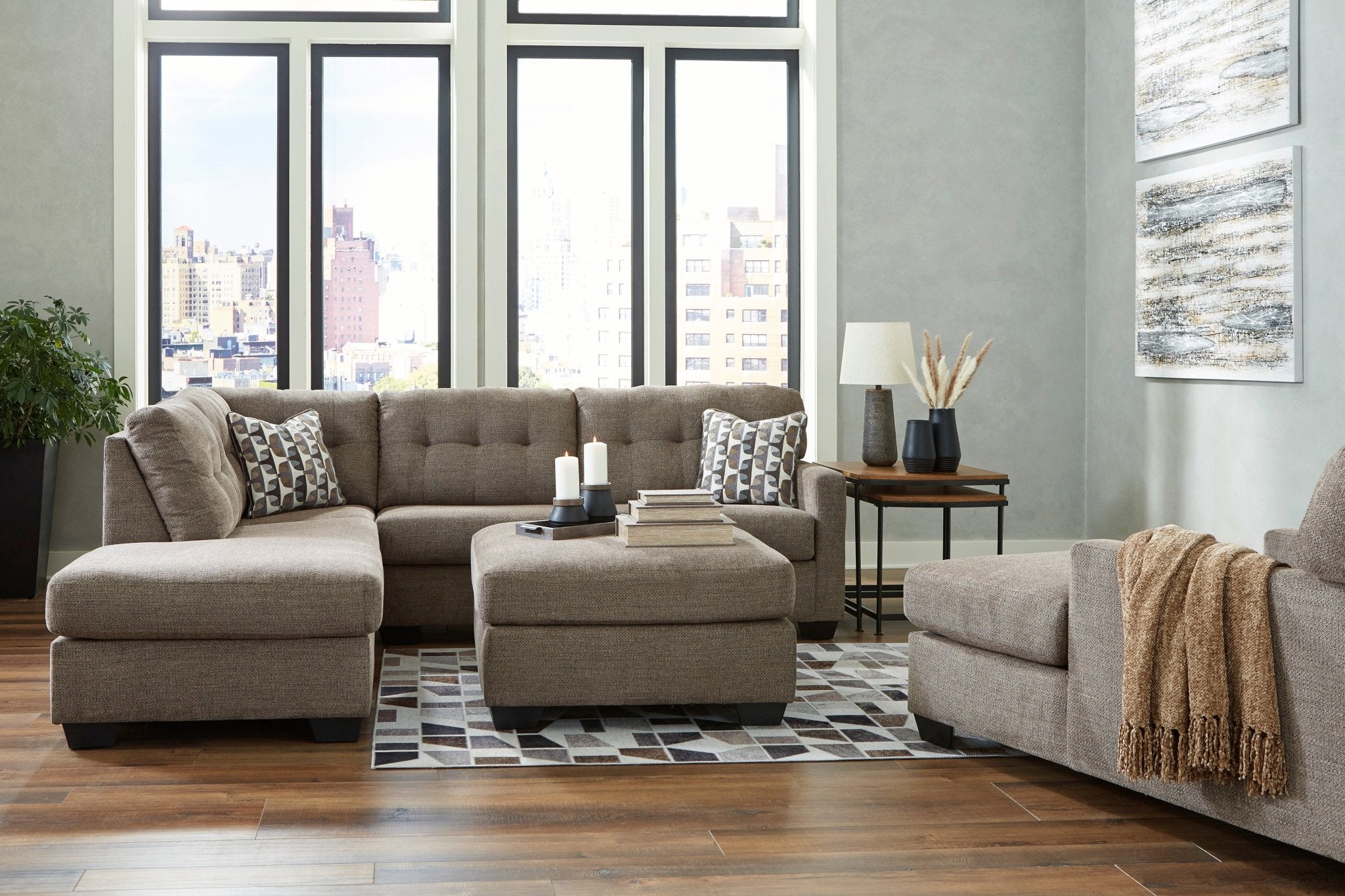 Mahoney 2 - Piece Sleeper Sectional with Chaise - Rooms For Less Furniture Outlet