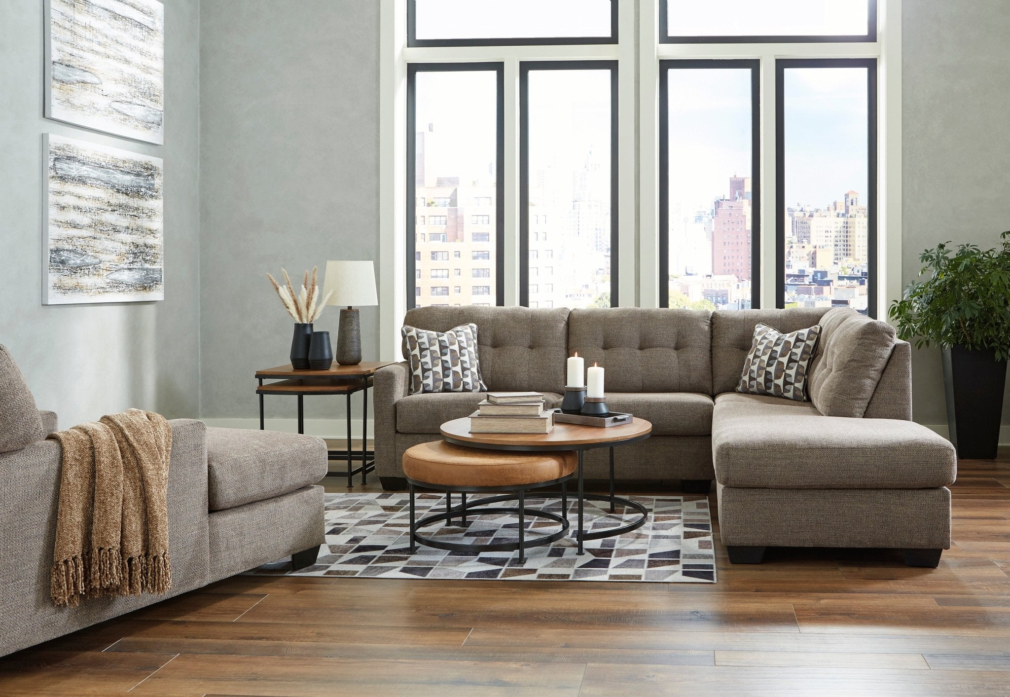 Mahoney 2 - Piece Sleeper Sectional with Chaise - Rooms For Less Furniture Outlet
