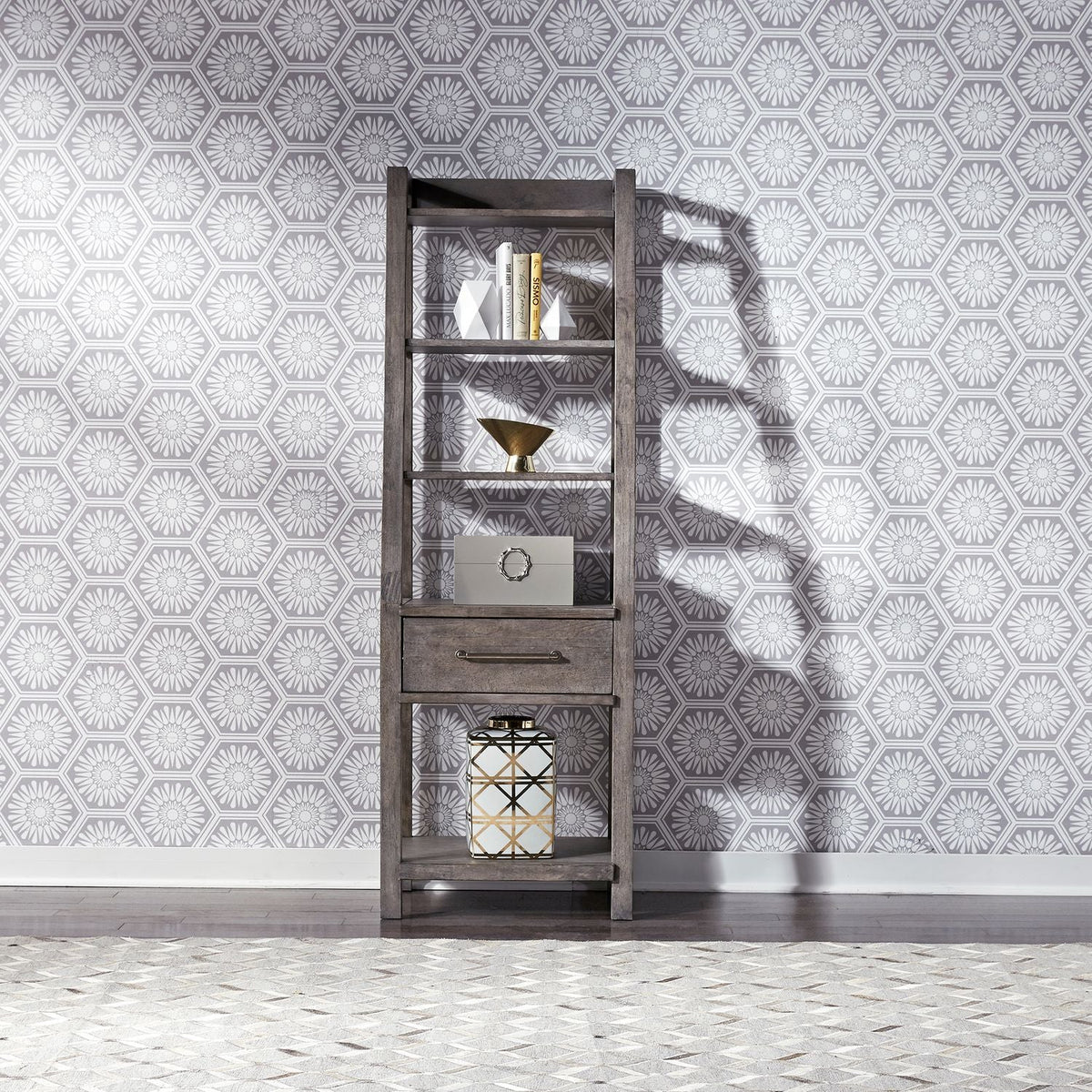 Modern Farmhouse Leaning Bookcase - Rooms For Less Furniture Outlet