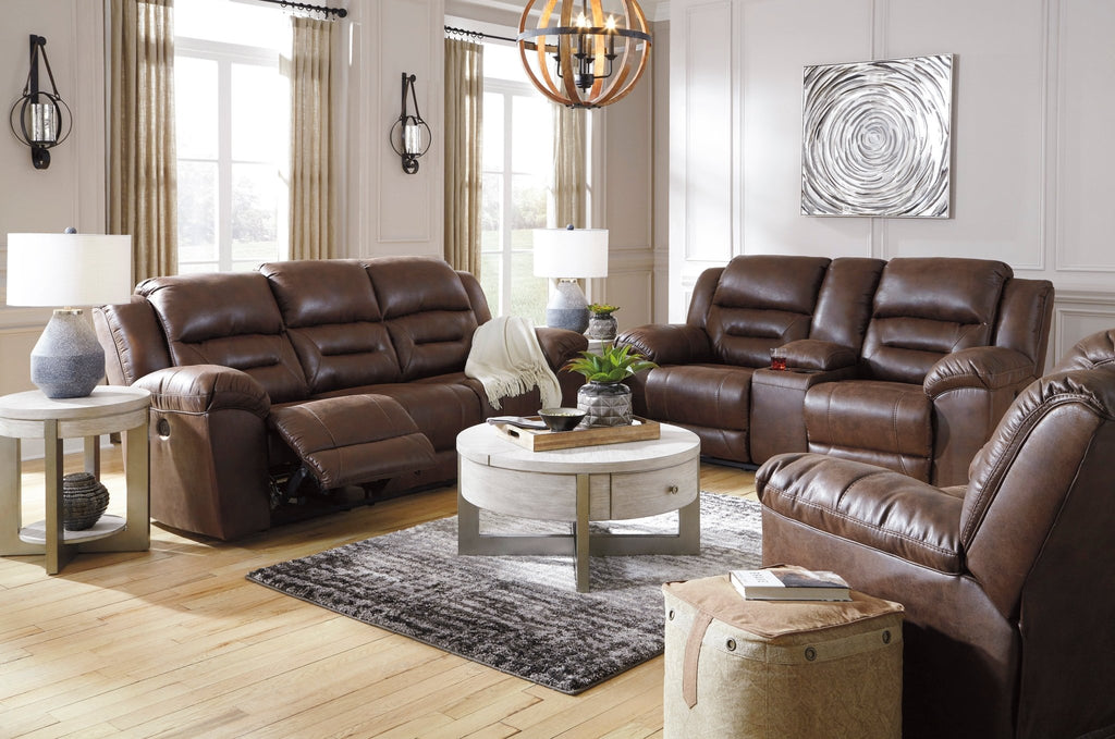 Stoneland Manual Reclining Loveseat with Console - Rooms For Less Furniture Outlet