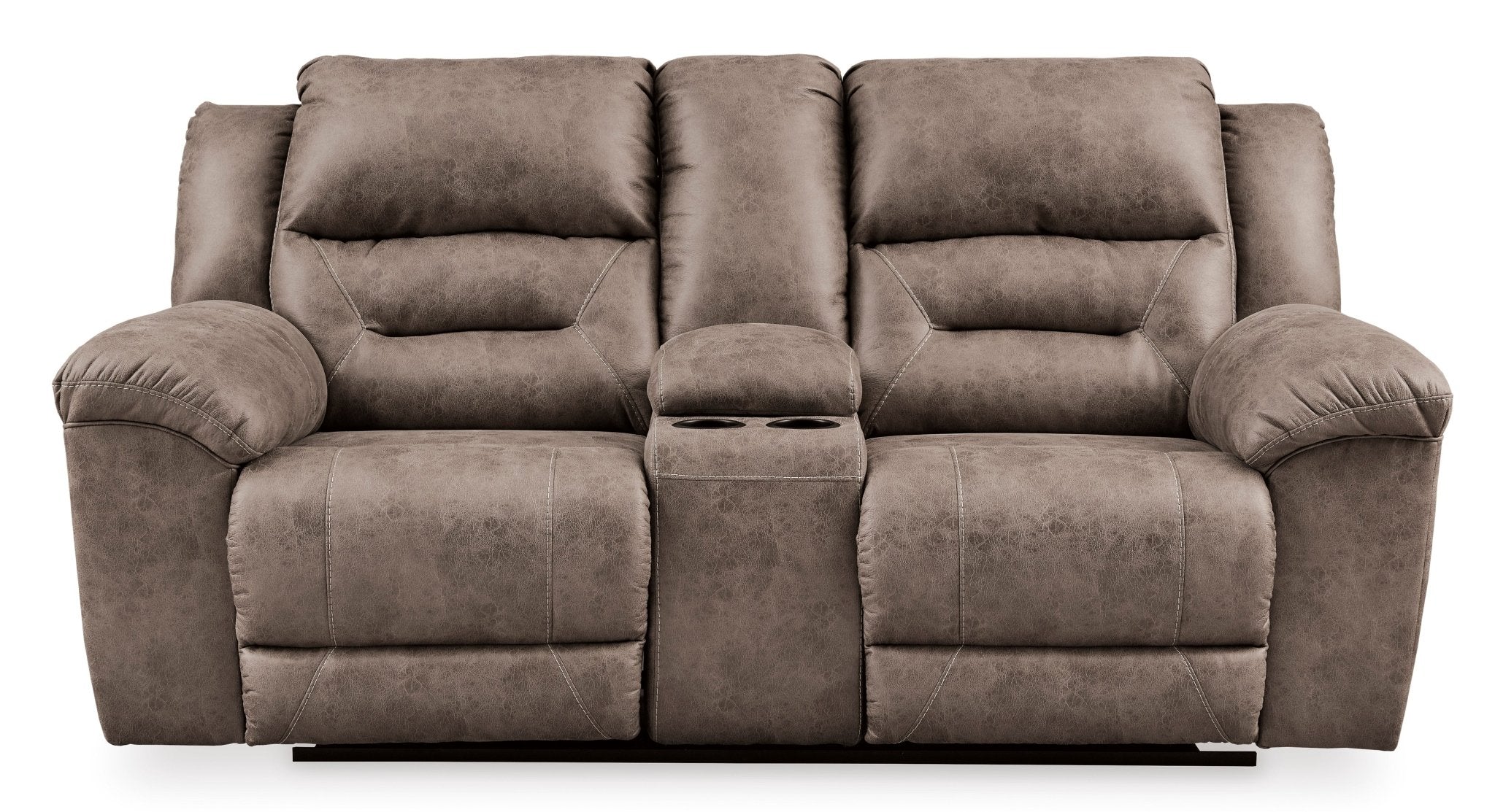 Stoneland Manual Reclining Loveseat with Console - Rooms For Less Furniture Outlet