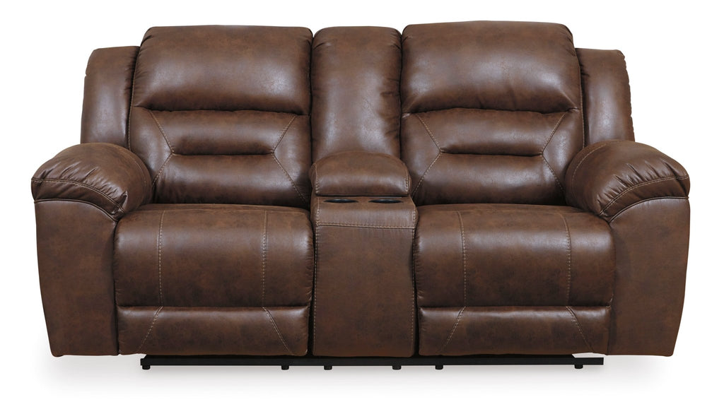 Stoneland Manual Reclining Loveseat with Console - Rooms For Less Furniture Outlet