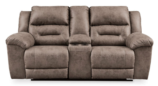 Stoneland Power Reclining Loveseat with Console - Rooms For Less Furniture Outlet
