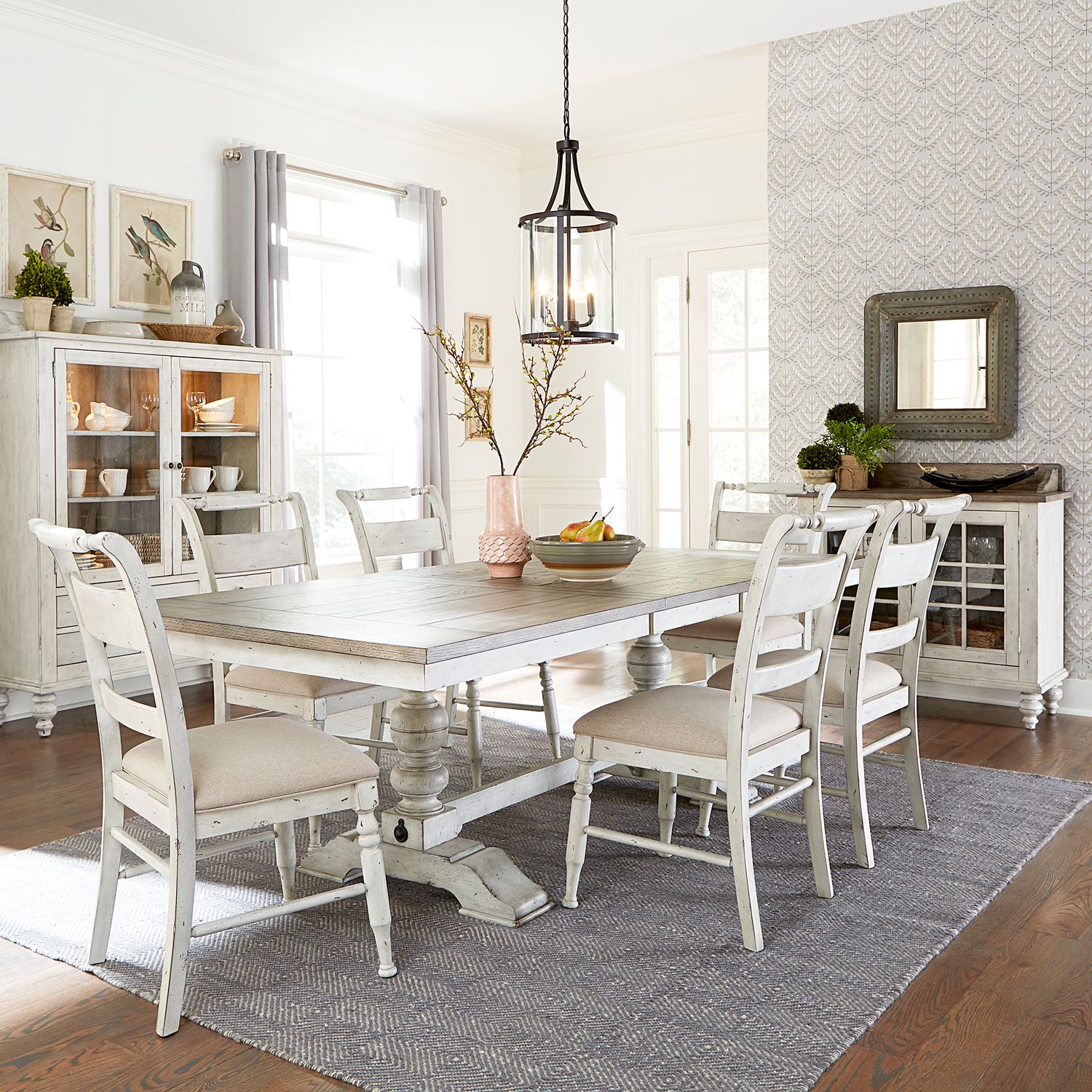 Whitney 7pc Trestle Table Set - Rooms For Less Furniture Outlet